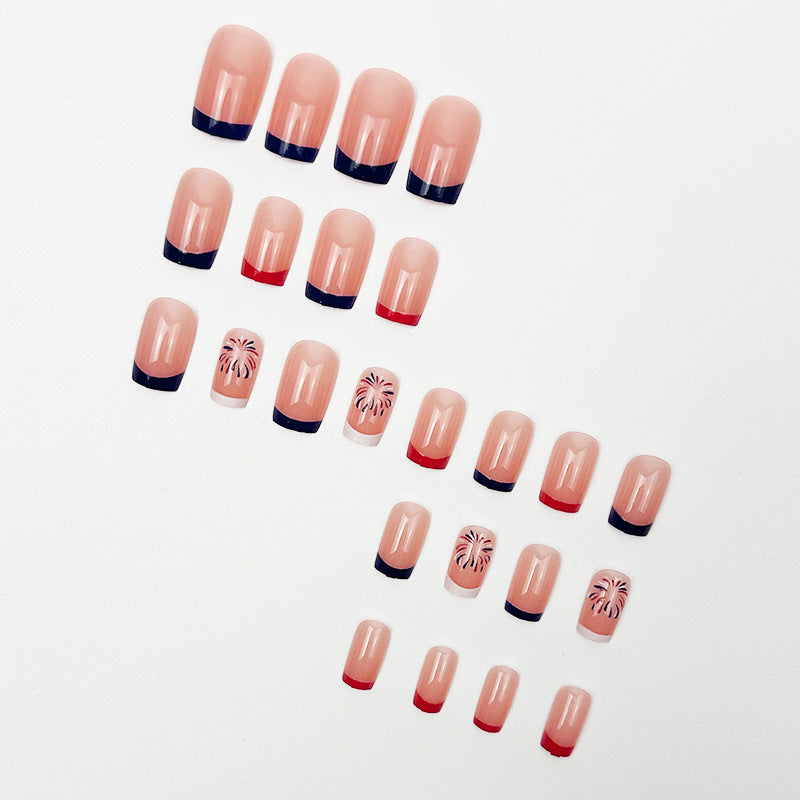 365nails: "Liberty French" – Classic White French & US Flag Printed Oval Nails