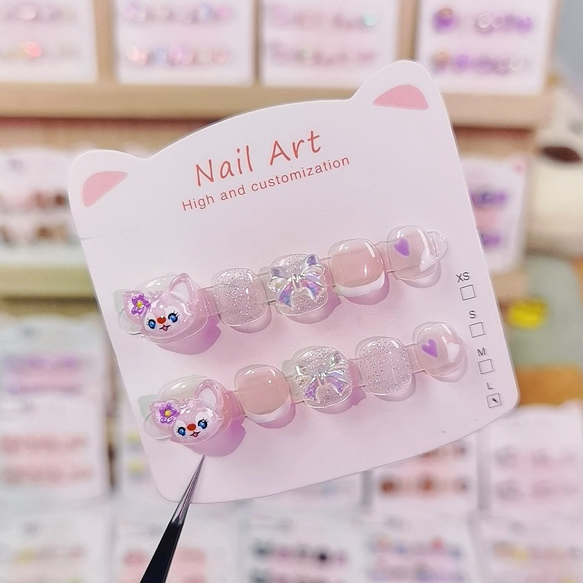 Linna Bell Pastel Cute Kids Press On Nails with Glitter
