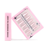 Simple cat eye almond manicure fake nails European and American cross-border short nail film Hailey style advanced sense wearing nail