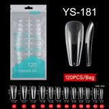 Nail Tips Free engraving and semi-matte press on nails pads 120 pieces, transparent and seamless fake nails in bags, fully attached to matte nail pads