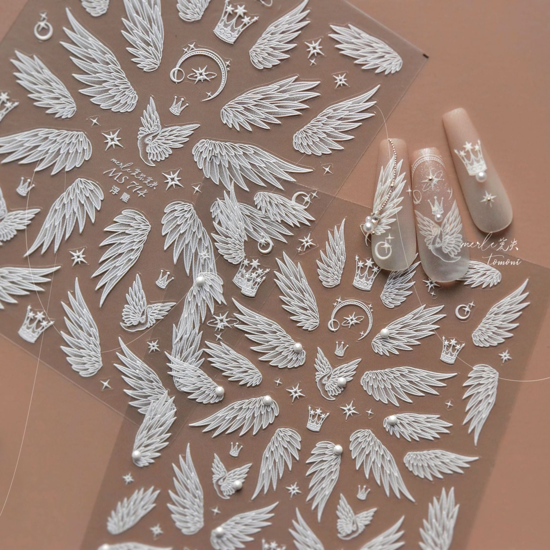 Angel Wing Collection: "Celestial Grace" – 3D Crystal Diamond Nail Sticker