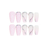 Strass rosa atacado pedaço de unha pedaço de unha produto acabado removível ultrafino pedaço de unha ｜ 365 unhas