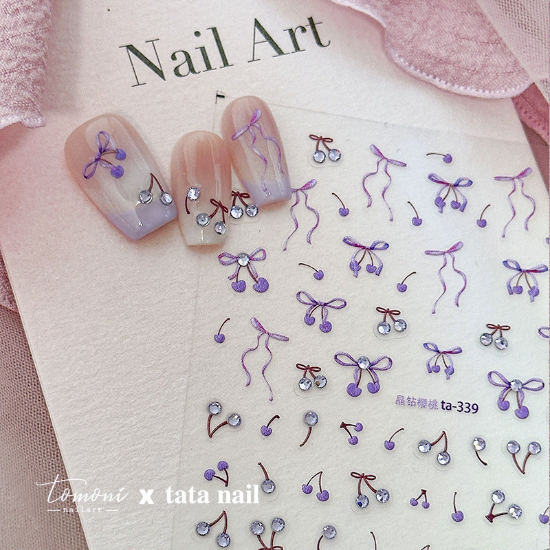 365nails: "섬세한 체리와 리본" – 네일 아트 스티커