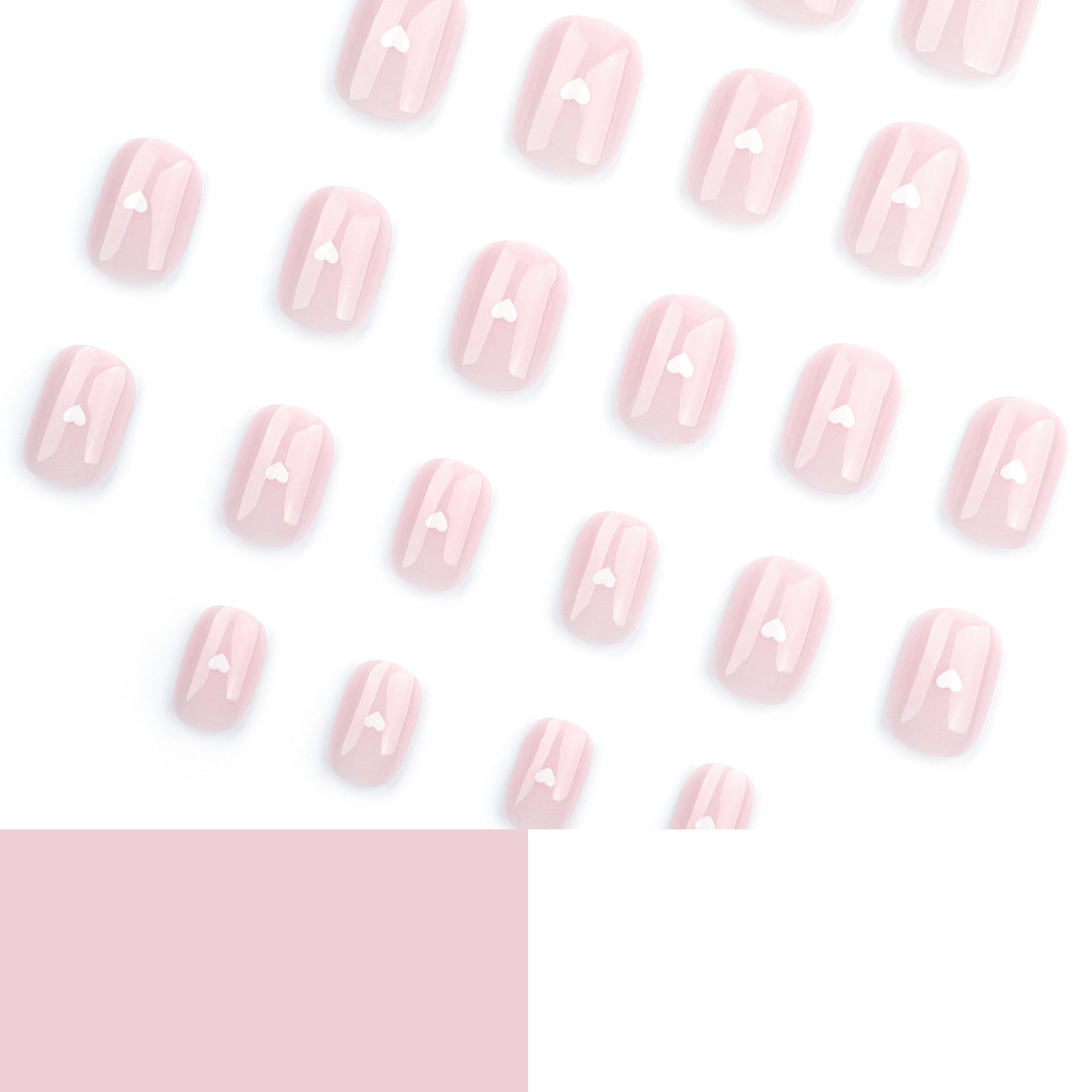 裸色美甲假甲 白色小愛心可穿戴迷你甲片 簡約款｜365nails