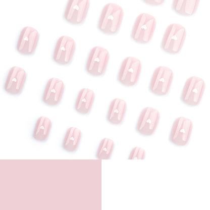 Nude manicure fake nails white small love wearable nail piece  simple wearable nail mini nail piece｜365nails