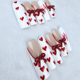 Valentine's day red heart long press-on nails(MOQ=5)