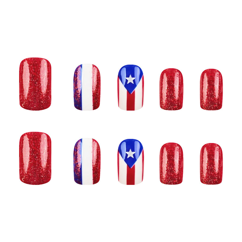 365nails: Ongles press-on drapeau pailleté Fête de l'Indépendance
