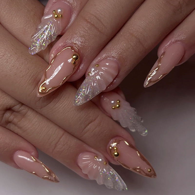hot-selling water drop almond nail art fake nail 3D  hot-selling False Nail ｜365nails
