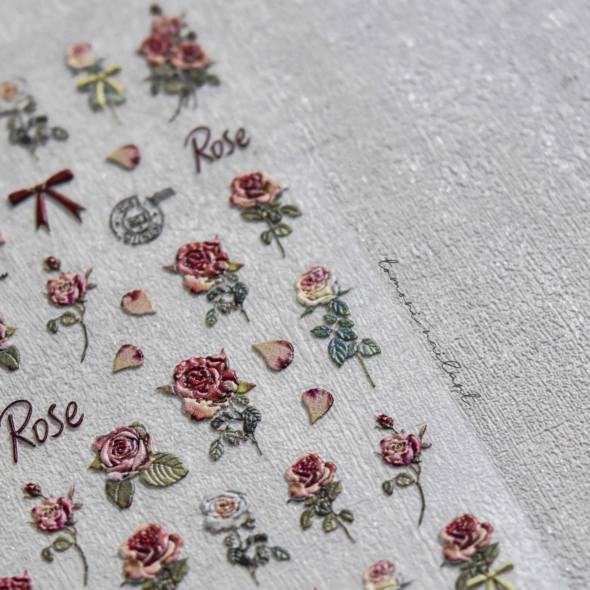 Vintage Rose Collection: "Romantic Bloom" – 3D Embossed Nail Sticker
