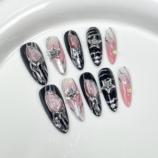 Spice Girls Handmade Press-on Nails Airbrush Blush Medium and Long Nail Patch Explosive Personalized Wearable Nail Patch｜365nails
