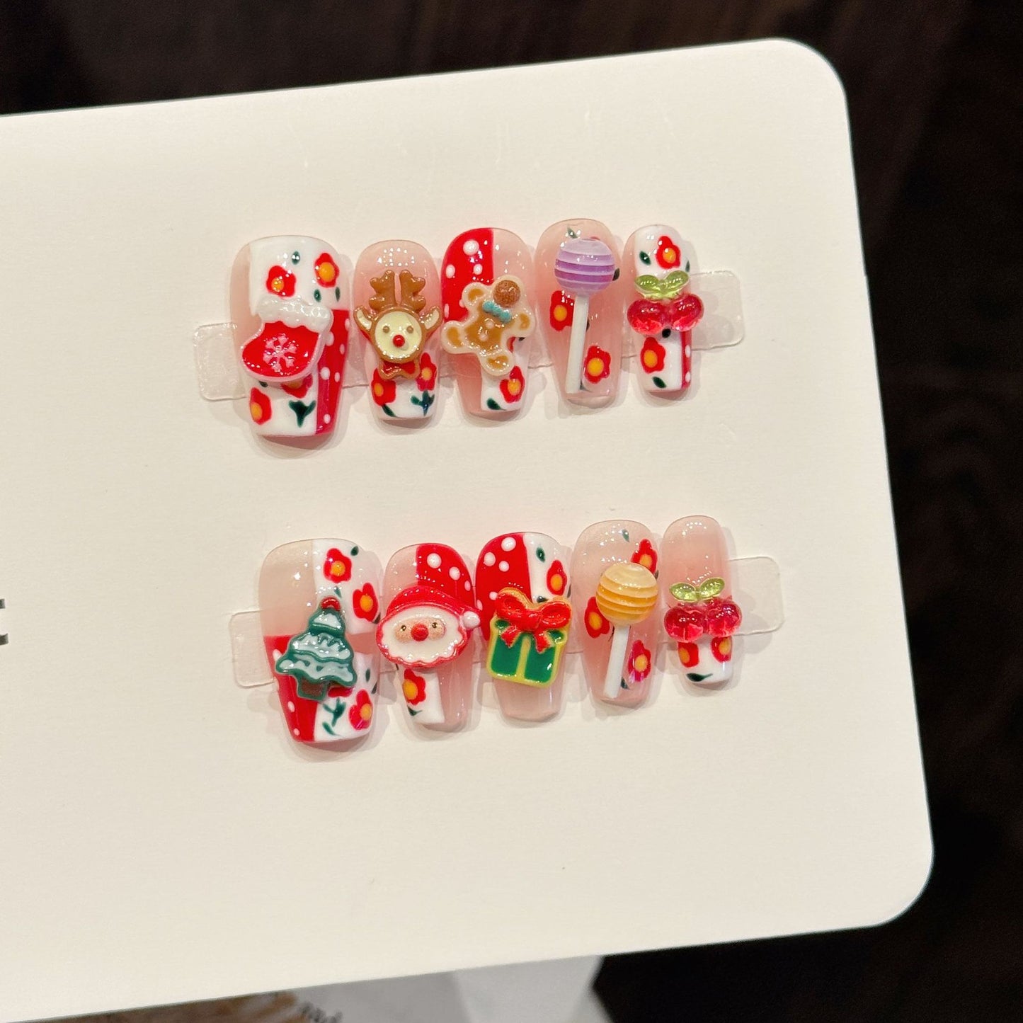 Cute Christmas Candy Gift Holiday Press On Nails