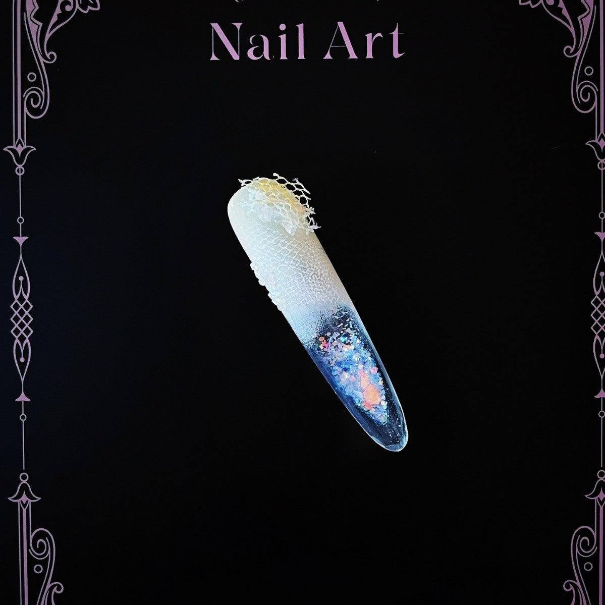 Blending gravel lace hand-painted four-finger quicksand hand-twisted piercing sweet style press on nail