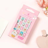 Kids press-on nails 24 short square manicure patches 3-12 years old