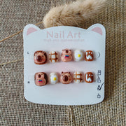 365nails: "caramel capybara breakfast" – short squoval handmade kids press-on nails