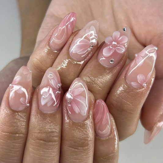 special nail wear 3D flower Europe and the United States hot-selling wearable nail piece repeatable fake nail wholesale｜365nails