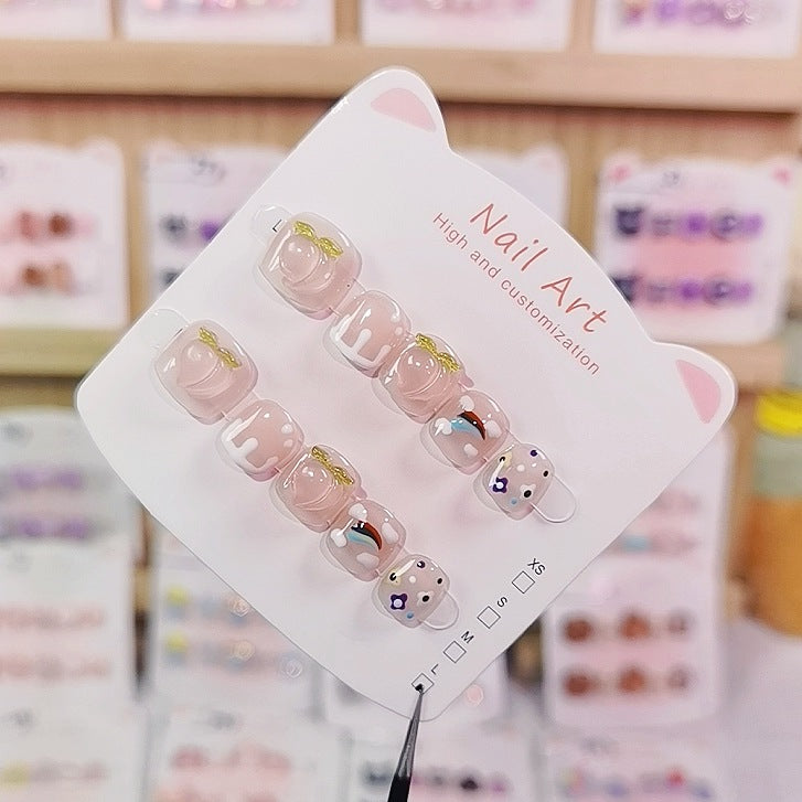 Fart Peach Rainbow Pastel Cute Kids Press On Nails