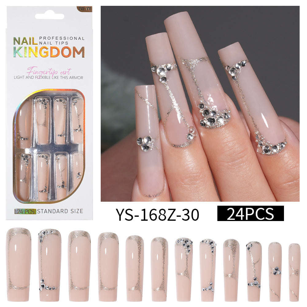 Long press on nails, French versatile patch nail art removable prefabricated fake nail press on nails piece