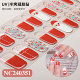 Semi-Cured Gel Nail Strips 3D Foil Christmas Snowflake Glow Design (MOQ=3)