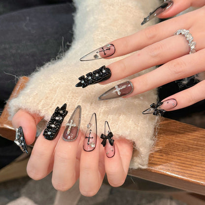 Pure Handmade High-quality Boutique Dark Goth Nail Factory fake nails | 365nails