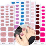 Semi-Cured Gel Nail Strips Toe Nails Pure Color Glitter Sparkle Set (MOQ=3)