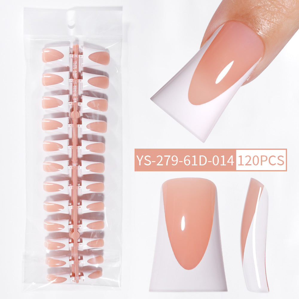 Nail Tips French Duckbill Shape Nail press on nails Piece Traceless Oil Spray Finished Product Removable False Nail Glossy Prefabricated Nude Nail Art