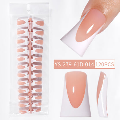 Nail Tips French Duckbill Shape Nail press on nails Piece Traceless Oil Spray Finished Product Removable False Nail Glossy Prefabricated Nude Nail Art
