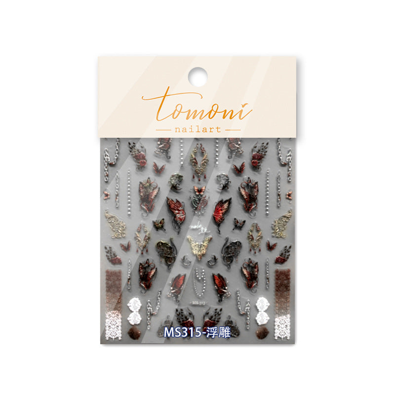 365nails: "Vintage Red Butterfly Crystal Lace" – nail art stickers