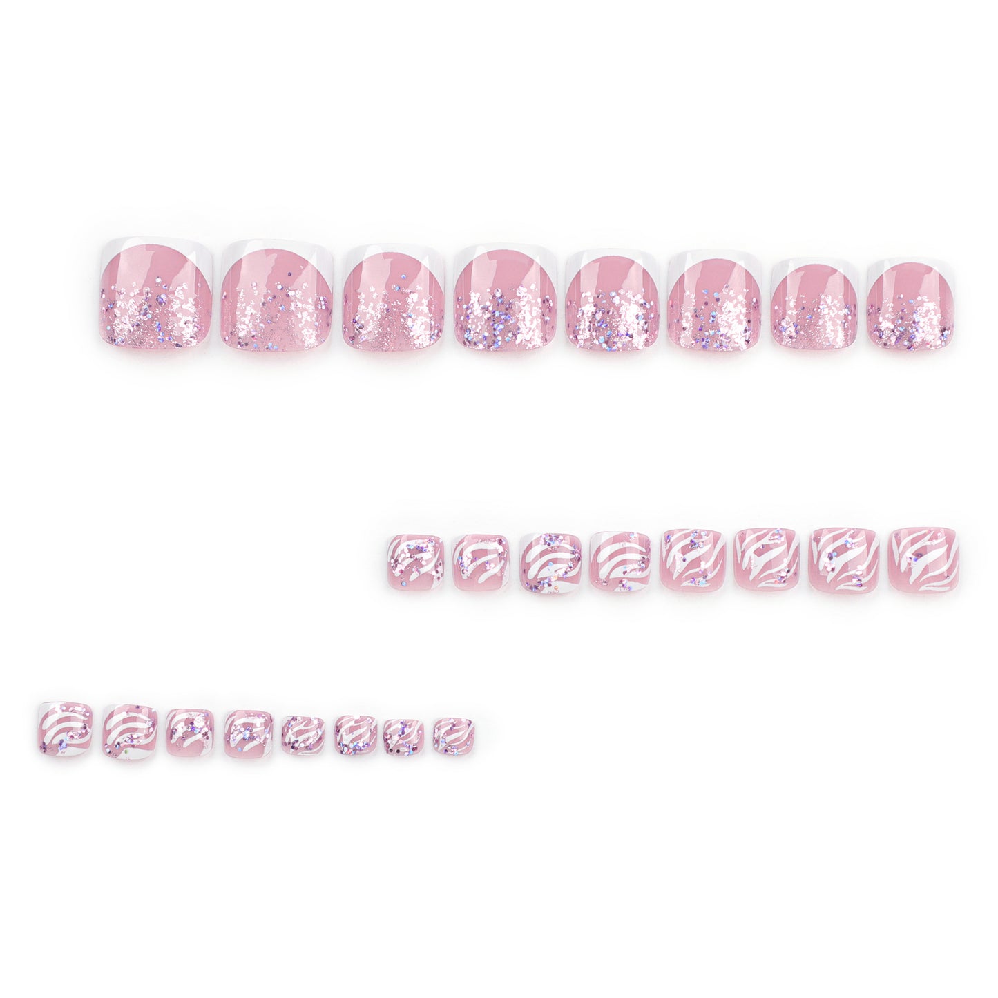 Short Wear Foot Nail Removable French Toenail Patch Nail Patch New White Striped Foot Nail Art Wholesale｜365nails