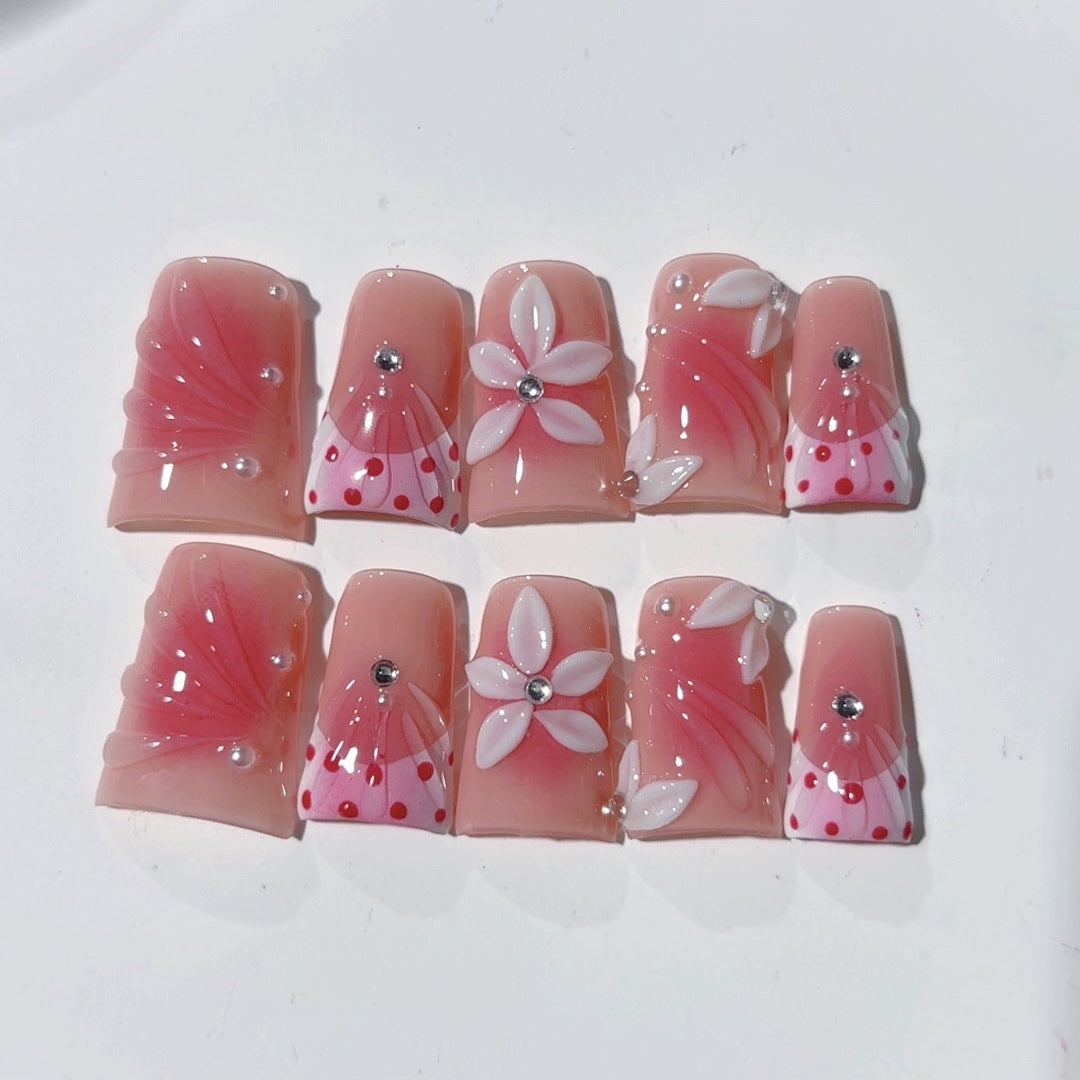 Sakura Blush: "Pink Petal" – Short Square Press-Ons