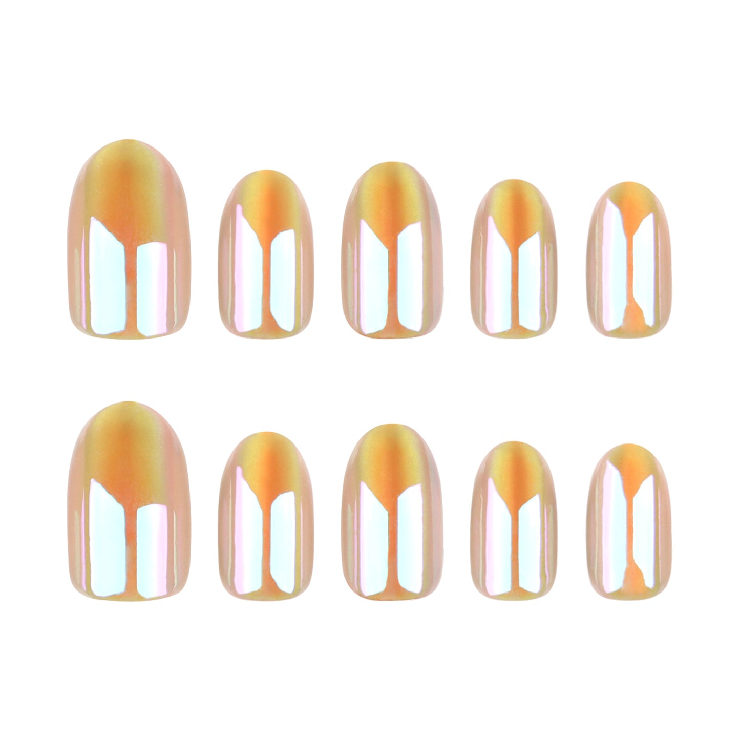Yellow solid color simple press-on nails fake nail aurora cat eye short nail patch  hot-selling nail piece｜365nails