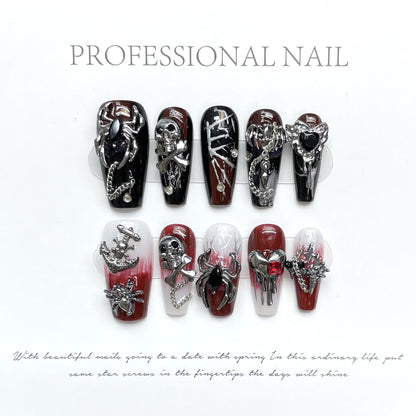 Light Luxury handmade press on nails Wear Lava Demon True Love Like Blood Detachable Nail Art Finished Product | 365nails