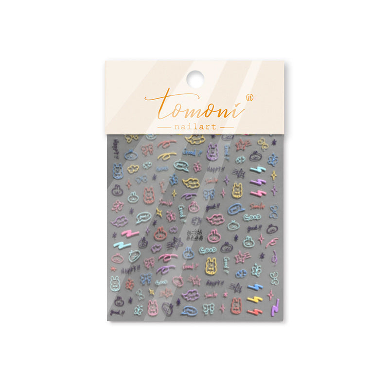 Pastel Doodle Mix – 5D Embossed Cute Nail Art Set