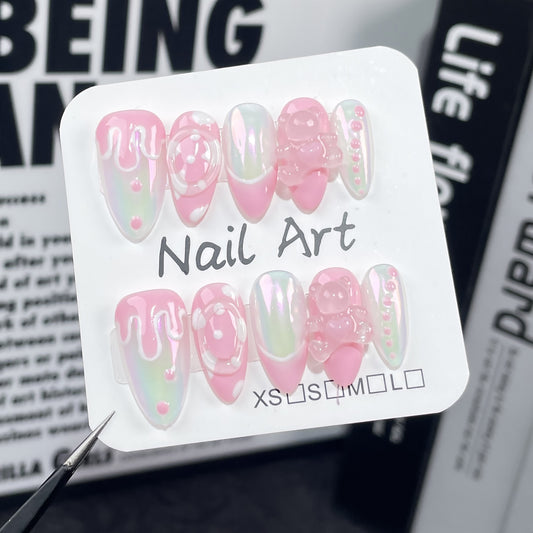Sweet and cute Handmade press on nails Aurora Spice Girl  almond nail patch  sticker wholesale｜365nails
