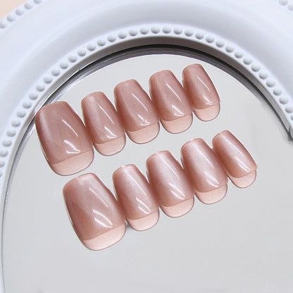 Nail Tips  prefabricated nail, icy and sweet red coffee cat eye, solid color temperament girl  press on nails 30 pieces｜365nails