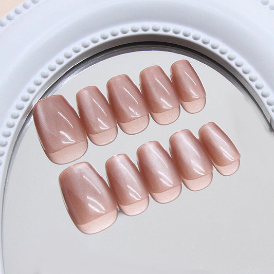 Nail Tips  prefabricated nail, icy and sweet red coffee cat eye, solid color temperament girl  press on nails 30 pieces｜365nails