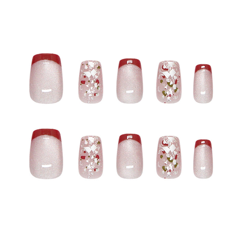Nail Tips  Prefabricated Nail Colorful Pieces Fine Glitter Pearlescent cat eye Red French Removable Nail Art 30 Pieces｜365nails