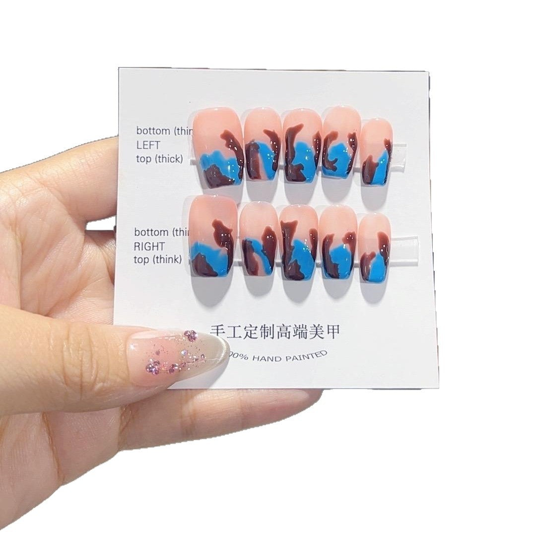 365nails-霓虹抽象：「霓虹迷彩」 – 短款 方形 手工製穿戴甲