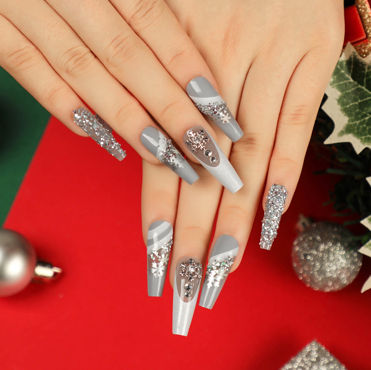 New Christmas Wear Nail Nail Art Finished Product Wholesale  Special for Flash Diamond False Nail Patch Removable｜365nails