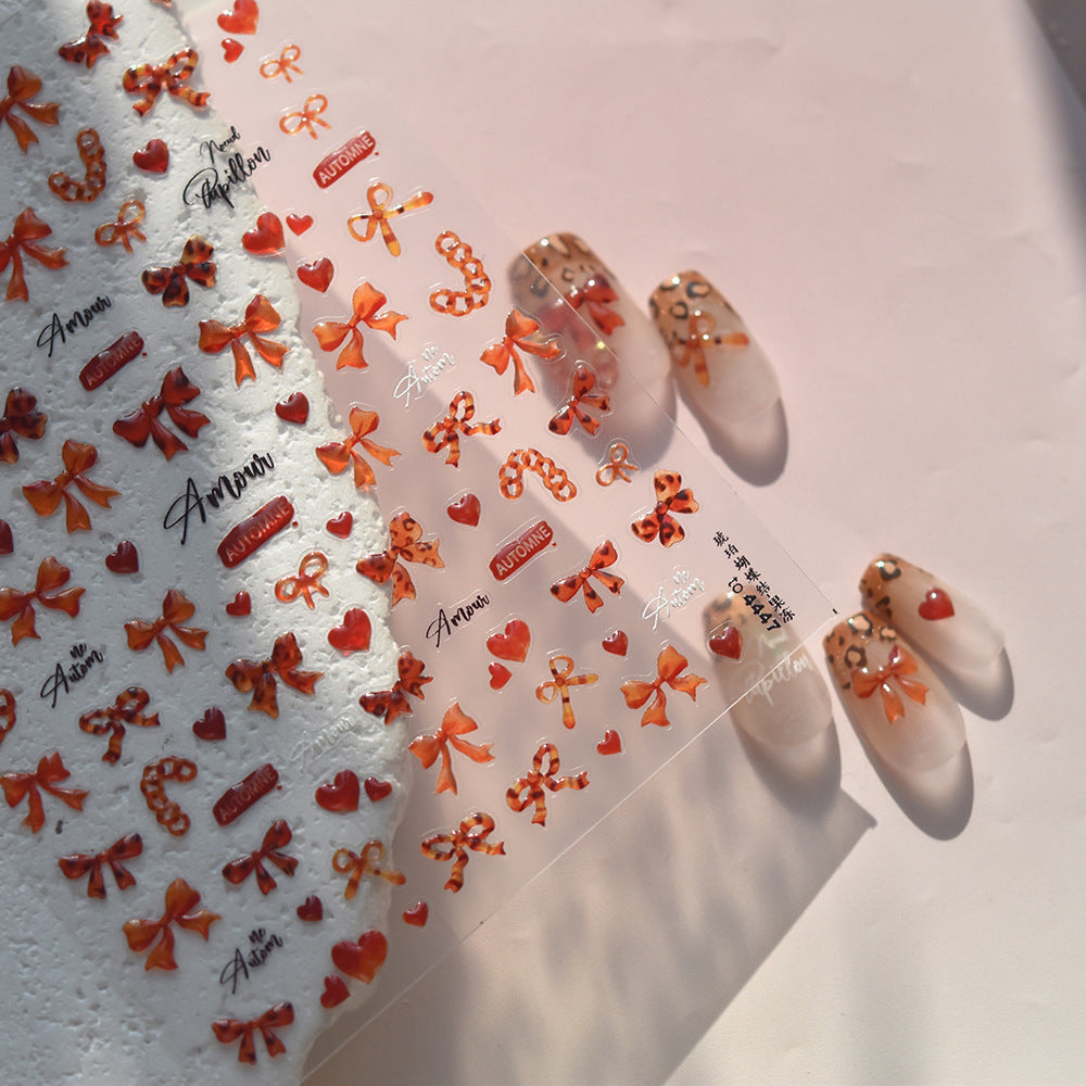 365nails: "Autumn Orange Bow" – nail art stickers