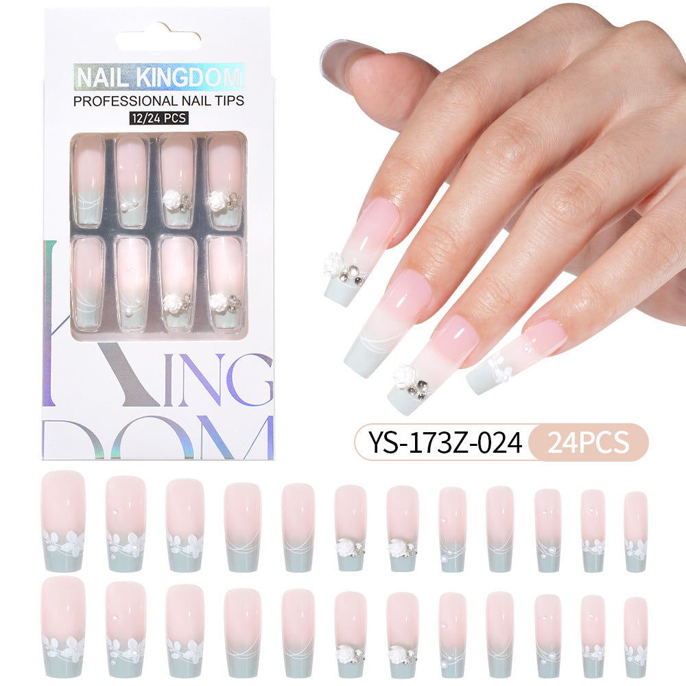 Press on nails fake nail patch extension nail Spice Girl medium rectangle removable 24 pieces with drill manicure