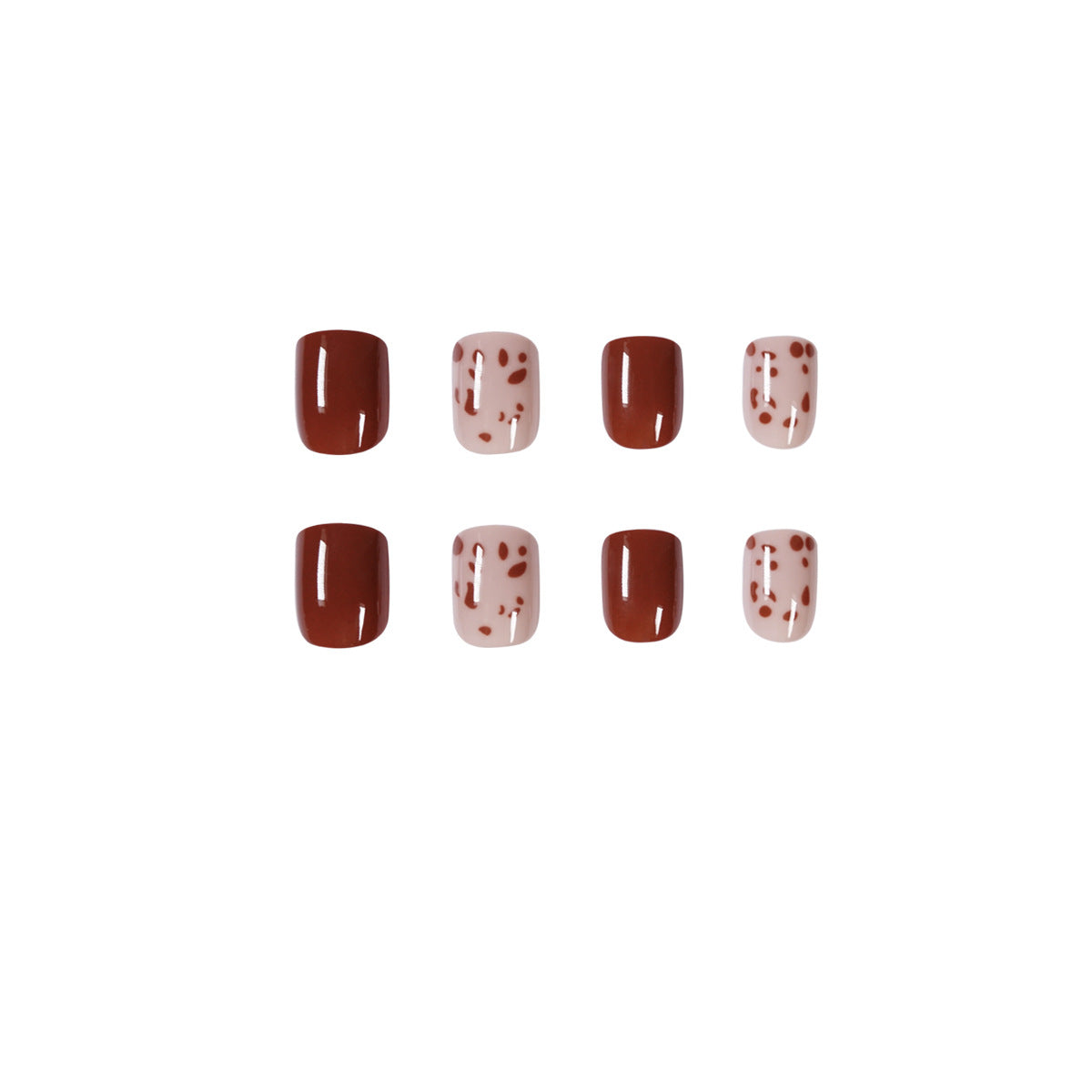 Milk orange leopard print short fake nail manicure  nail  Press on  finished removable nail piece for nail｜365nails