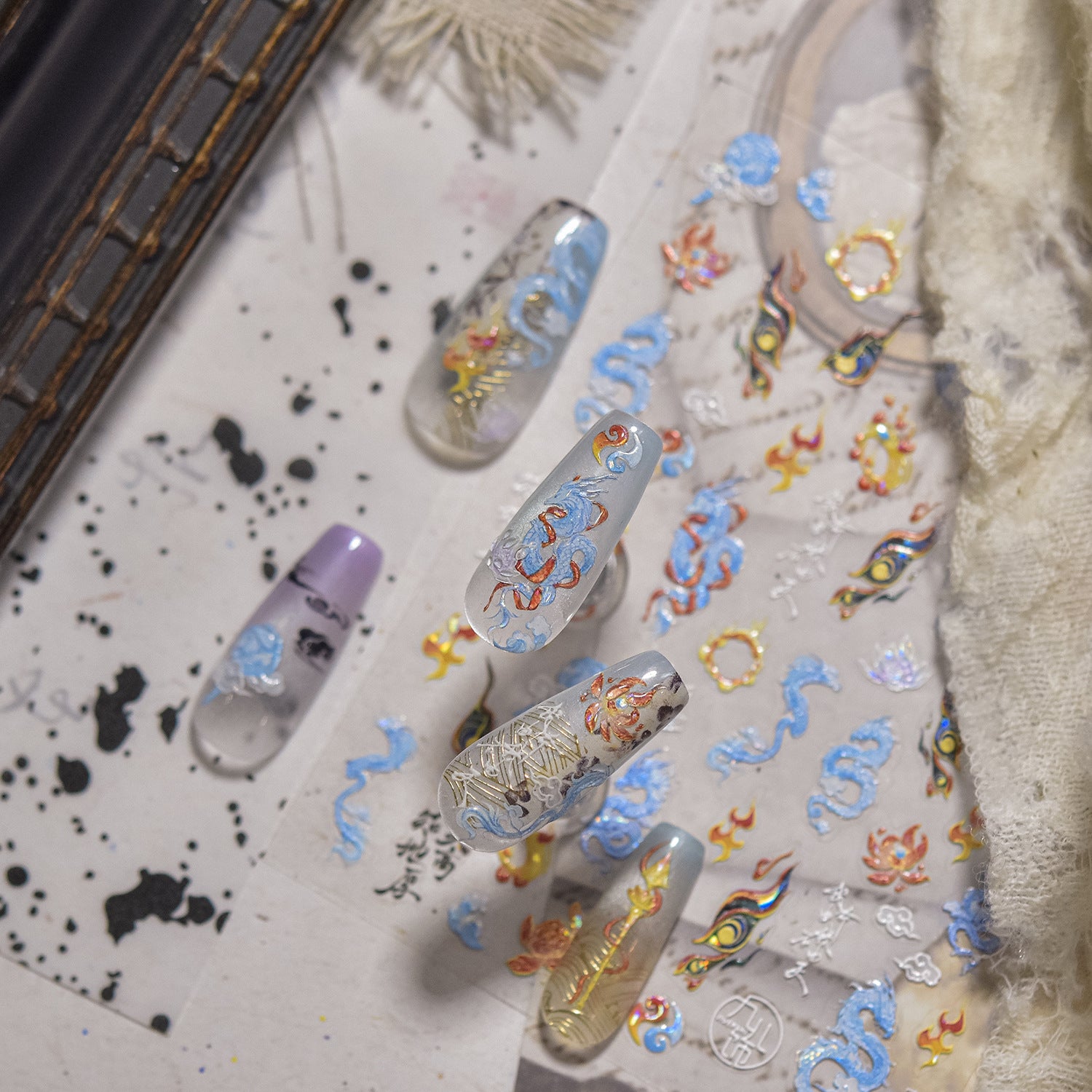 365nails: "Ne Zha Fire & Dragon" – nail art stickers