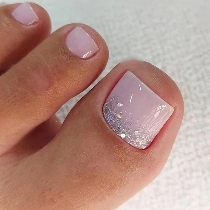 Solid color, elegant natural glitter, Press-on toenails fake nails｜365nails