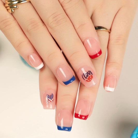 Indpndnc Day Unhas curtas quadradas Art Unhas postiças Unhas adesivas Produtos para unhas acabadas Produtos Wholsal｜365nails