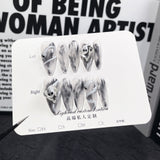 Uñas postizas hechas a mano con efecto hollín frío, diseño de serpiente en espiral tridimensional, parche para uñas de Spice Girl de tamaño mediano y largo, adhesivo para uñas portátil | 365nails