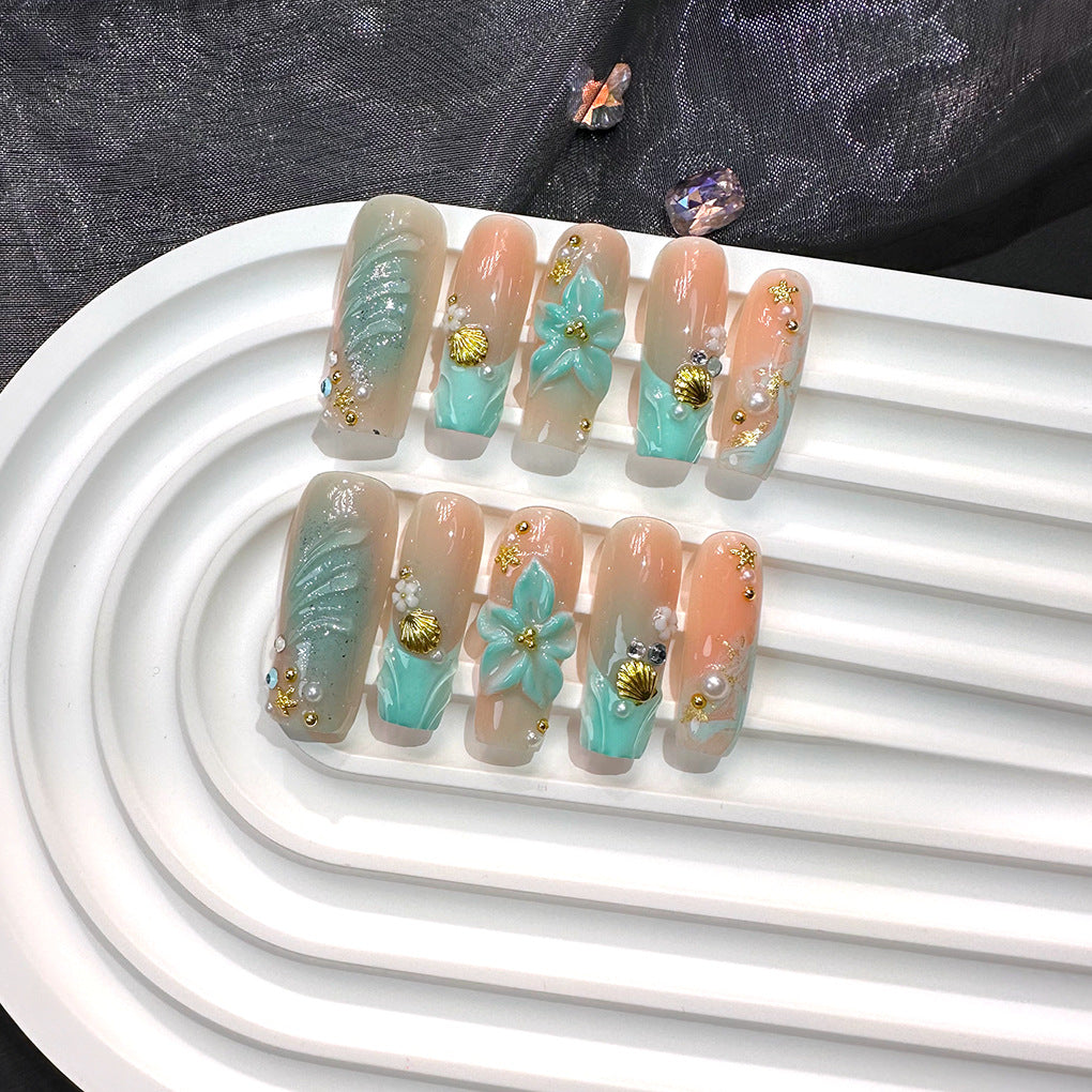 Ocean Starfish Shell Press-On Nails