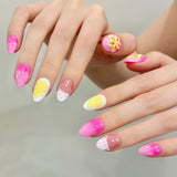 Tropical Pink Flower Gradient Press On Nails