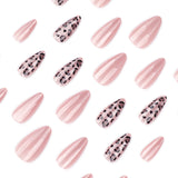 Leopard print cat eye wearing nails short almond nails manicure finger