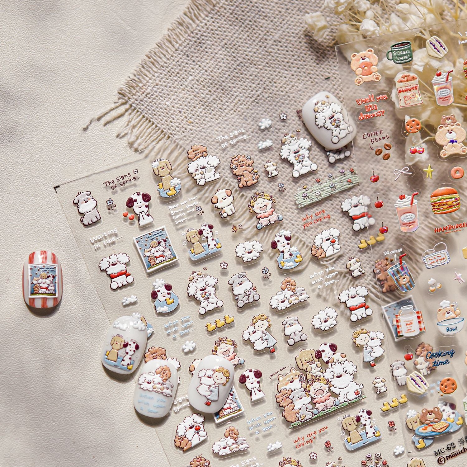 Puppy & Girl: "Miiichan's Pet Club" – 5D Embossed Nail Sticker