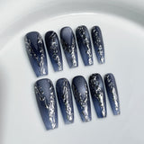 Uñas postizas a presión con diseño de viento de metal líquido, largas y geniales, estilo Spice Girl con uñas postizas | 365nails